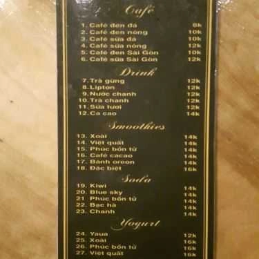 Thực đơn- Lê Cafe