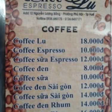 Thực đơn- Lu Cafe