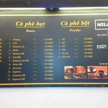 Thực đơn- Milano - Cafe Nhai Luôn Ly