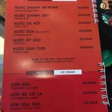 Thực đơn- Mộc Cà Cafe - Lê Huân
