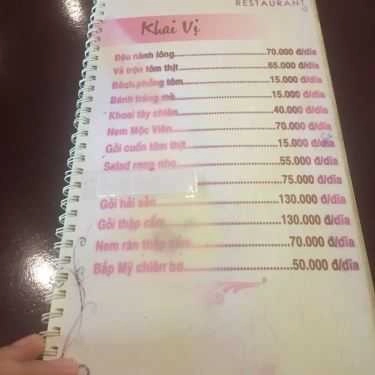 Thực đơn- Nhà Hàng Mộc Viên Restaurant - Ẩm Thực Việt - Nhật