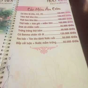 Thực đơn- Nhà Hàng Mộc Viên Restaurant - Ẩm Thực Việt - Nhật