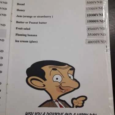 Thực đơn- Nhà Hàng Mr. Bean Bar & Restaurant
