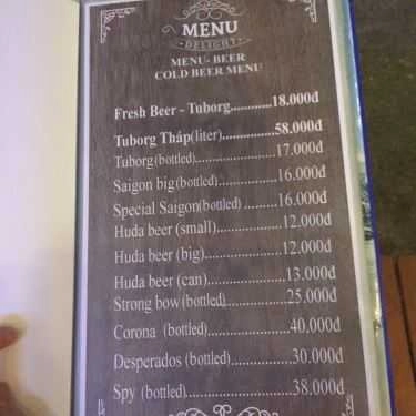 Thực đơn- Nhà Hàng Mr. Táo Bar & Restaurant