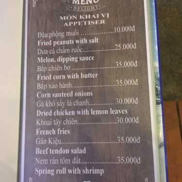 Thực đơn- Nhà Hàng Mr. Táo Bar & Restaurant