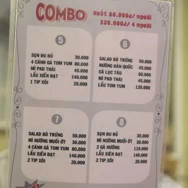 Thực đơn- Nhà Hàng BBQ Thái Lan - Hàn Quốc
