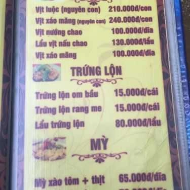 Thực đơn- Nhà Hàng Câu Cá Thư Giãn Không Gian Xanh