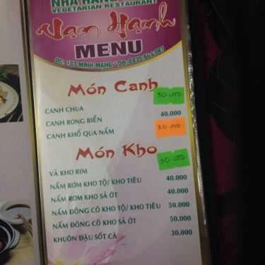 Thực đơn- Nhà Hàng Vạn Hạnh - Món Chay