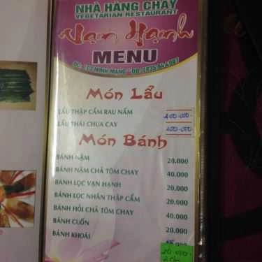 Thực đơn- Nhà Hàng Vạn Hạnh - Món Chay