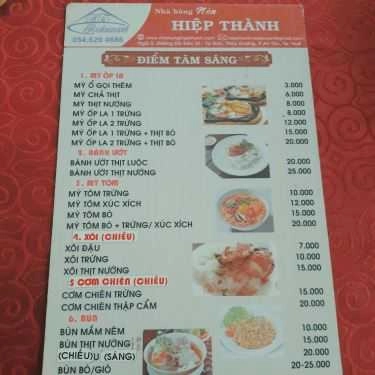 Thực đơn- Nhà Hàng Hiệp Thành - Hồ Đắc Di