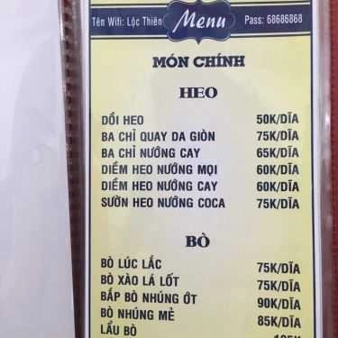 Thực đơn- Nhà Hàng Lộc Thiên