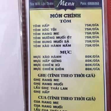 Thực đơn- Nhà Hàng Lộc Thiên