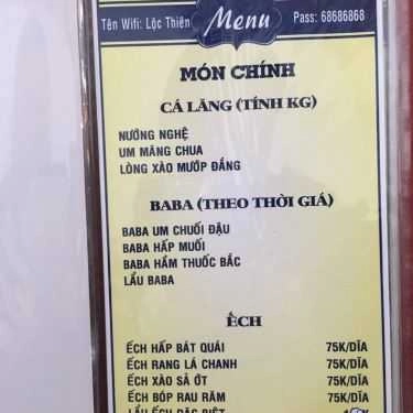 Thực đơn- Nhà Hàng Lộc Thiên