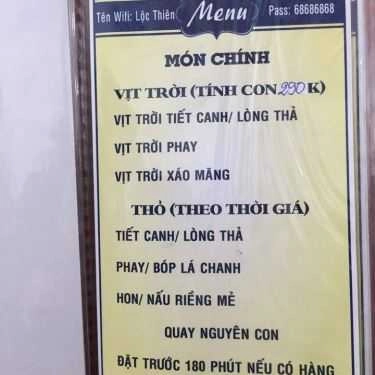 Thực đơn- Nhà Hàng Lộc Thiên