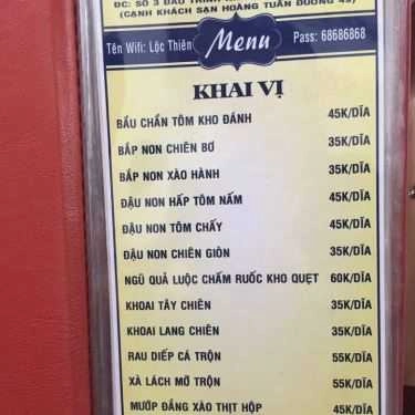 Thực đơn- Nhà Hàng Lộc Thiên