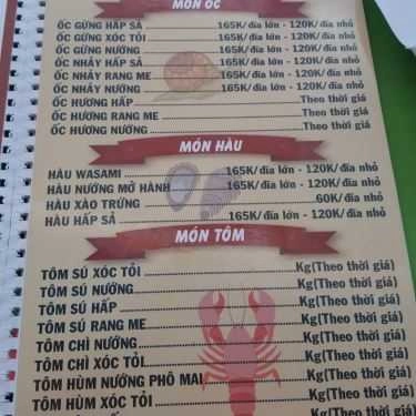 Thực đơn- Nhà Hàng Sao Biển Bé Đen - Hải Sản Tươi Sống