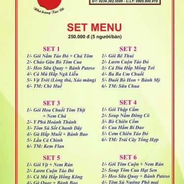 Thực đơn- Nhà Hàng Táo Đỏ - Ẩm Thực 3 Miền