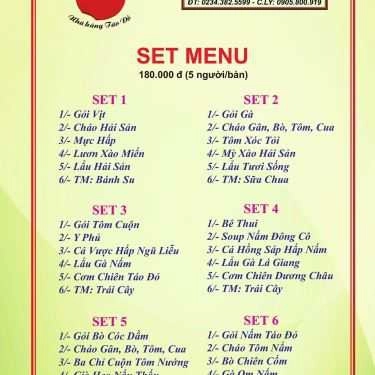 Thực đơn- Nhà Hàng Táo Đỏ - Ẩm Thực 3 Miền
