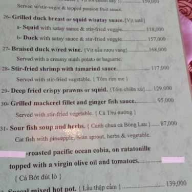 Thực đơn- Nhà Hàng Ushi Restaurant - Ẩm Thực Á & Âu