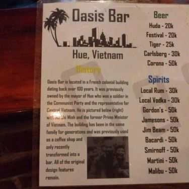 Thực đơn- Cafe Oasis Bar