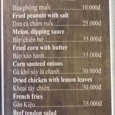 Thực đơn- Nhà Hàng Ông Táo Restaurant - Ẩm Thực Huế