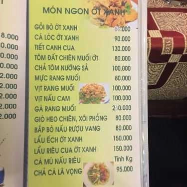 Thực đơn- Nhà Hàng Ớt Xanh - Các Món Nướng Hải Sản