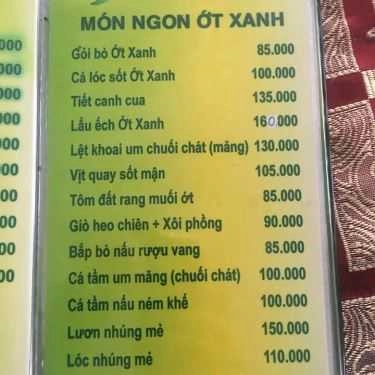 Thực đơn- Nhà Hàng Ớt Xanh - Các Món Nướng Hải Sản