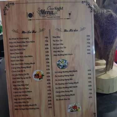 Thực đơn- Nhà Hàng Overnight Restaurant - Ẩm Thực 3 Miền