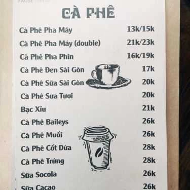 Thực đơn- Pause Coffee