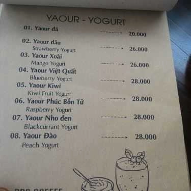 Thực đơn- Pro Cafe