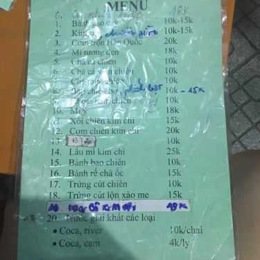 Thực đơn- Quán Ăn Vặt - Huỳnh Thúc Kháng