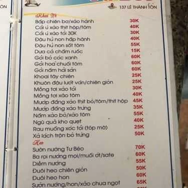 Thực đơn- Quán Nhậu Tư Béo