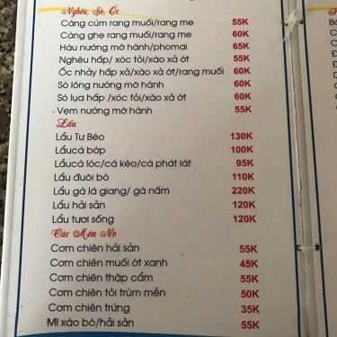 Thực đơn- Quán Nhậu Tư Béo