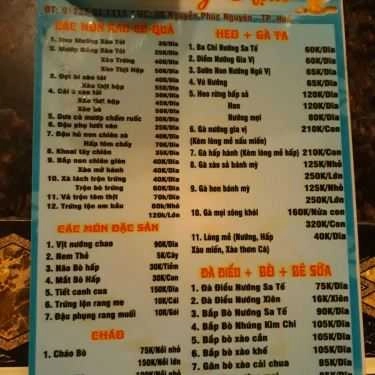 Thực đơn- Nhà Hàng Quang Rọm Restaurant - Lẩu & Nướng