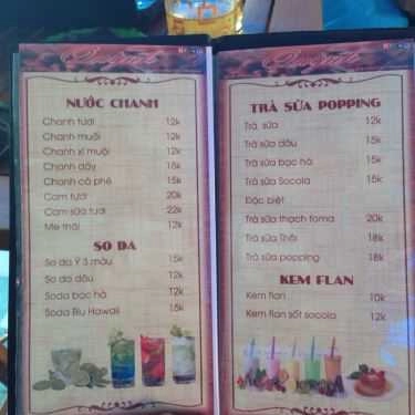 Thực đơn- Quỳnh Cafe