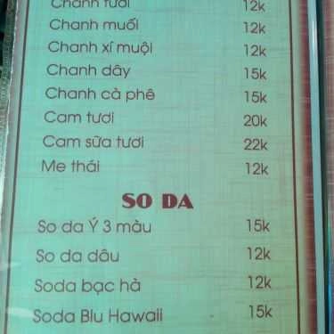 Thực đơn- Quỳnh Cafe