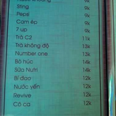Thực đơn- Quỳnh Cafe