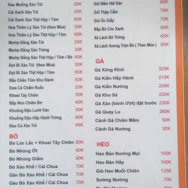 Thực đơn- Nhà Hàng Rau Muống Restaurant