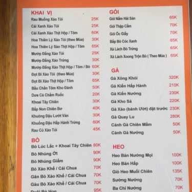Thực đơn- Nhà Hàng Rau Muống Restaurant