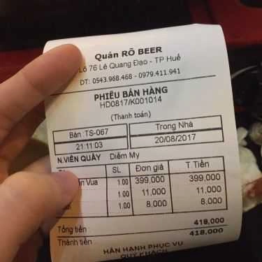 Thực đơn- Nhà Hàng Rô Beer - Lẩu Tiến Vua & Hải Sản Tươi Sống