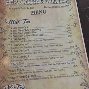 Thực đơn- Sala Cafe