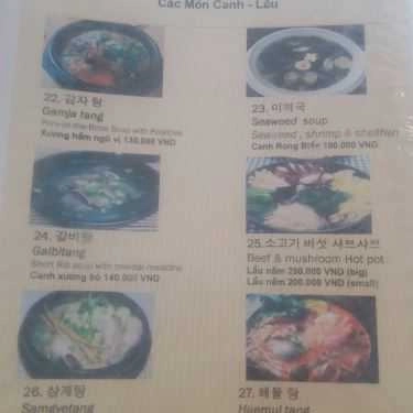 Thực đơn- Nhà Hàng Seoul Restaurant - Bến Nghé