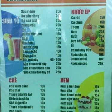 Thực đơn- Cafe Sinh Tố A. Bi
