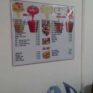 Thực đơn- Cafe Sinh Tố - Phan Bội Châu