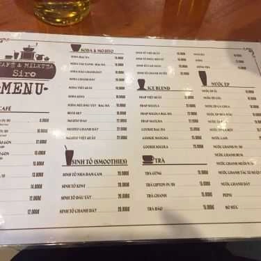 Thực đơn- Siro Cafe & Milk Tea