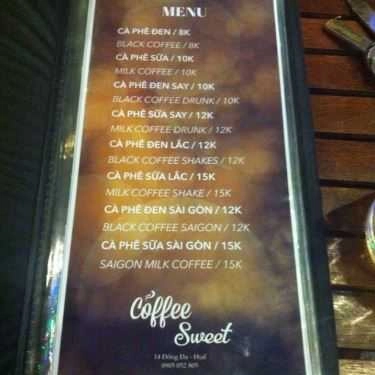 Thực đơn- Sweet Cafe
