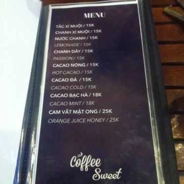 Thực đơn- Sweet Cafe