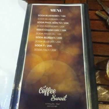 Thực đơn- Sweet Cafe