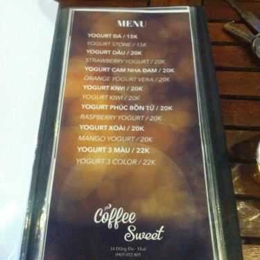 Thực đơn- Sweet Cafe