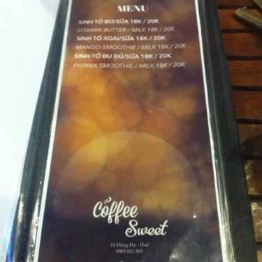Thực đơn- Sweet Cafe